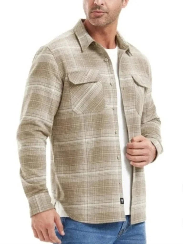 Frye Men's Size Xxl Tan Plaid Long Sleeve Button Utility Shirt Shacket Nwt